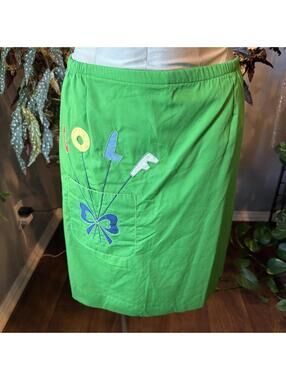 Vintage Randi Robert Sports Green Golf Skirt with Colorful Appliqué Pocket